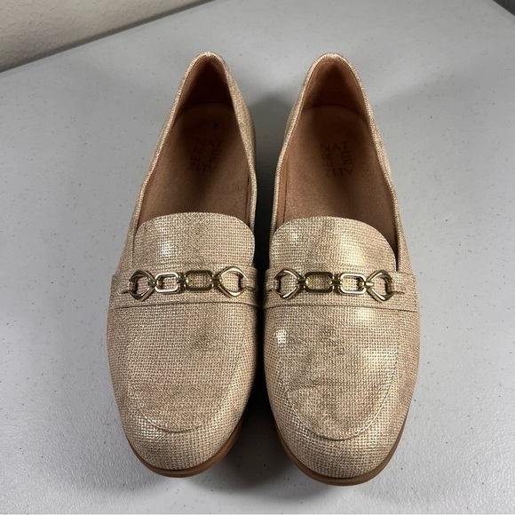 Naturalizer Mariana Womens Size 10M Bit Loafer Shoes Tan Metallic Fabric - Picture 2 of 8